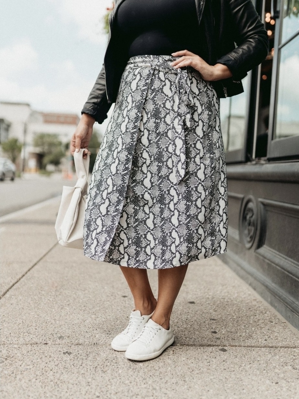 Kathleen BARNES × The Drop: Women's Black & White Snake Print Wrap Skirt, Size S